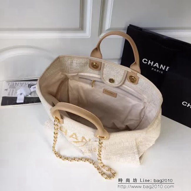 香奈兒CHANEL 2018早春度假系列最新火爆大號帆布沙灘包手提購物袋 DSC1294